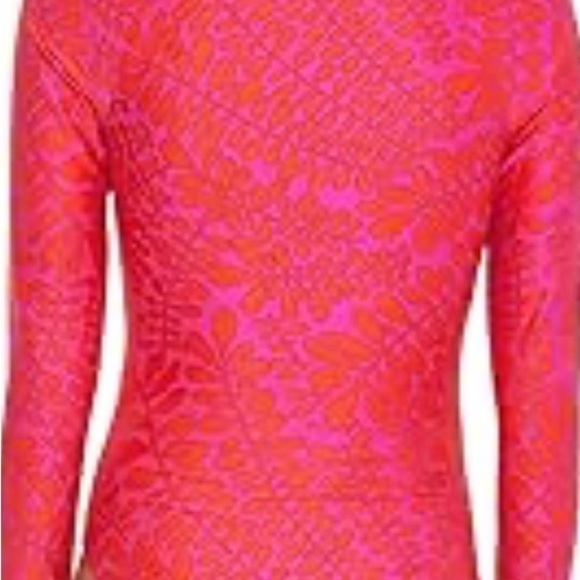 Pink and Orange Long Sleeve One Piece Swimsuit - Picture 3 of 14